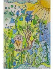 Aquarell 03 Kinderbild Mit Eule